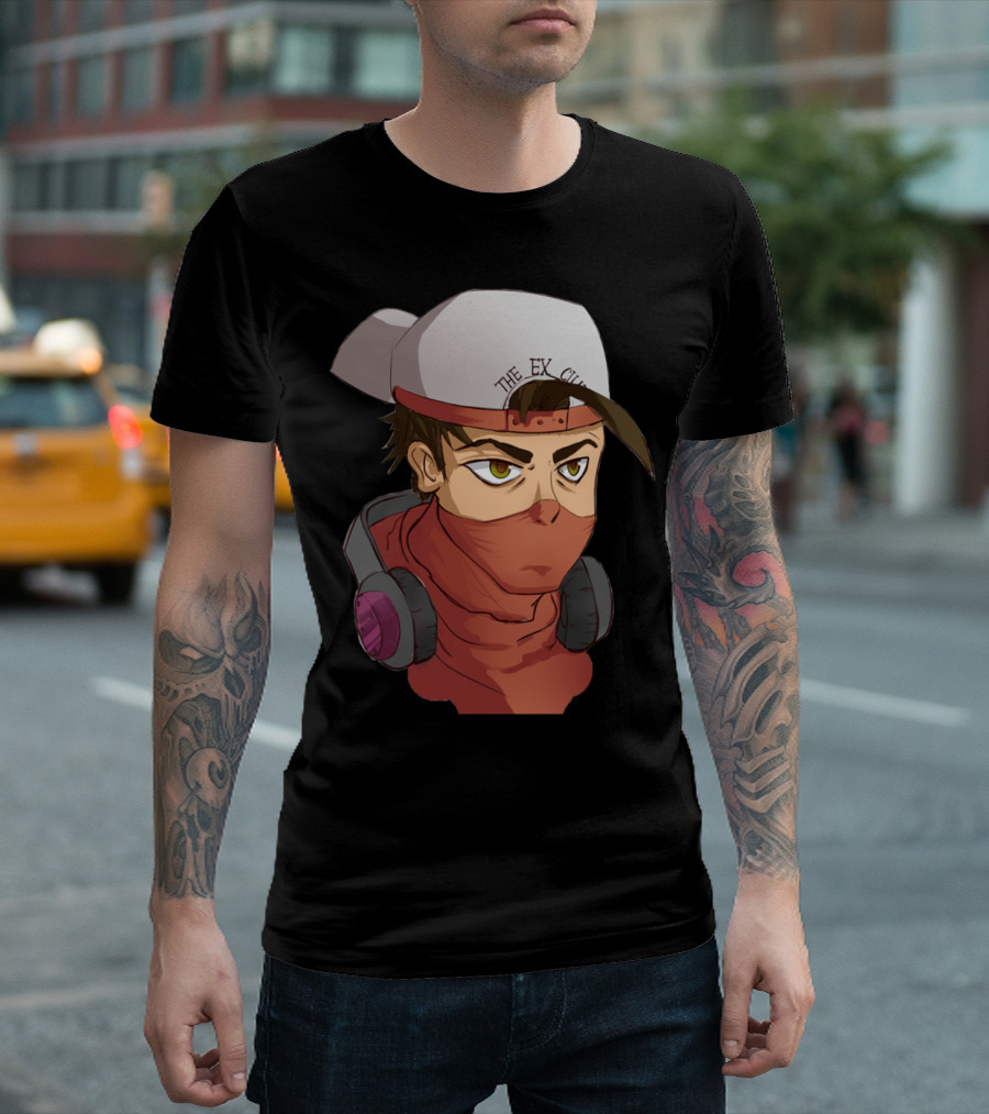 DarianEX Products The EX City Anime Character with Headphones and Cap T-Shirt