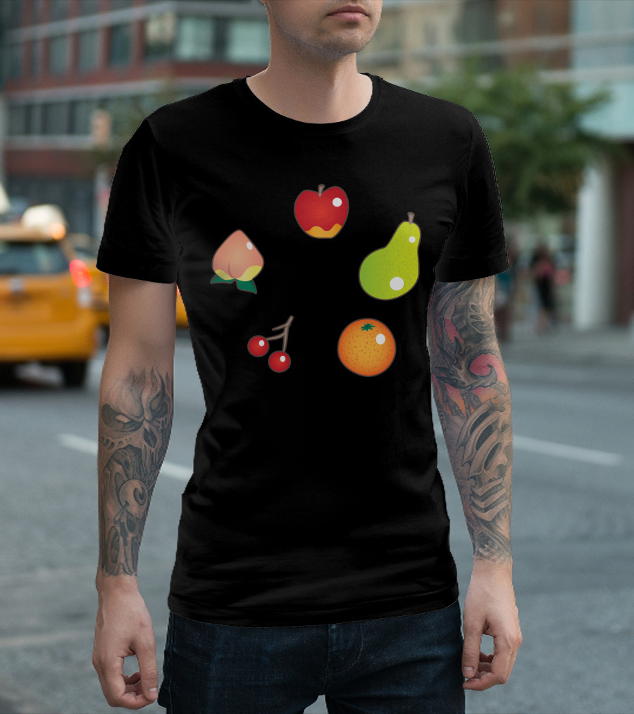 Fruit-Themed Basketball Illustrations: Apple, Peach, Pear, Orange, Cherry T-Shirt
