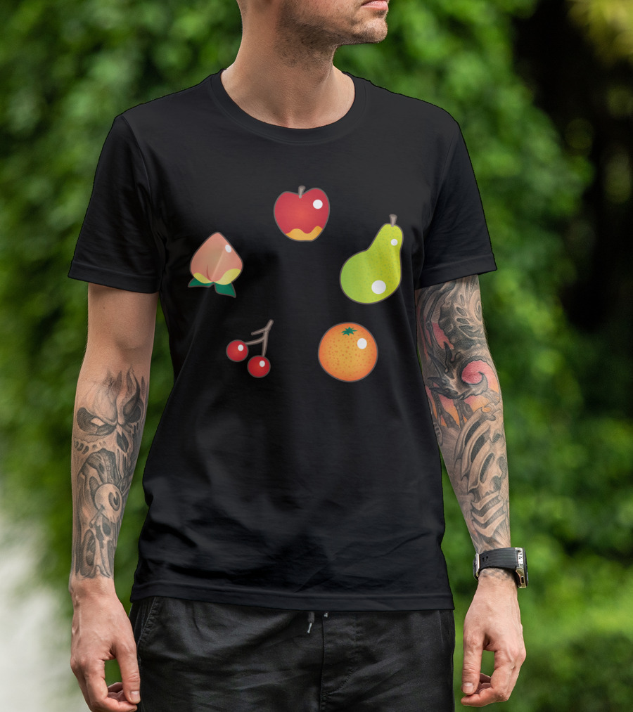 Fruit-Themed Basketball Illustrations: Apple, Peach, Pear, Orange, Cherry T-Shirt