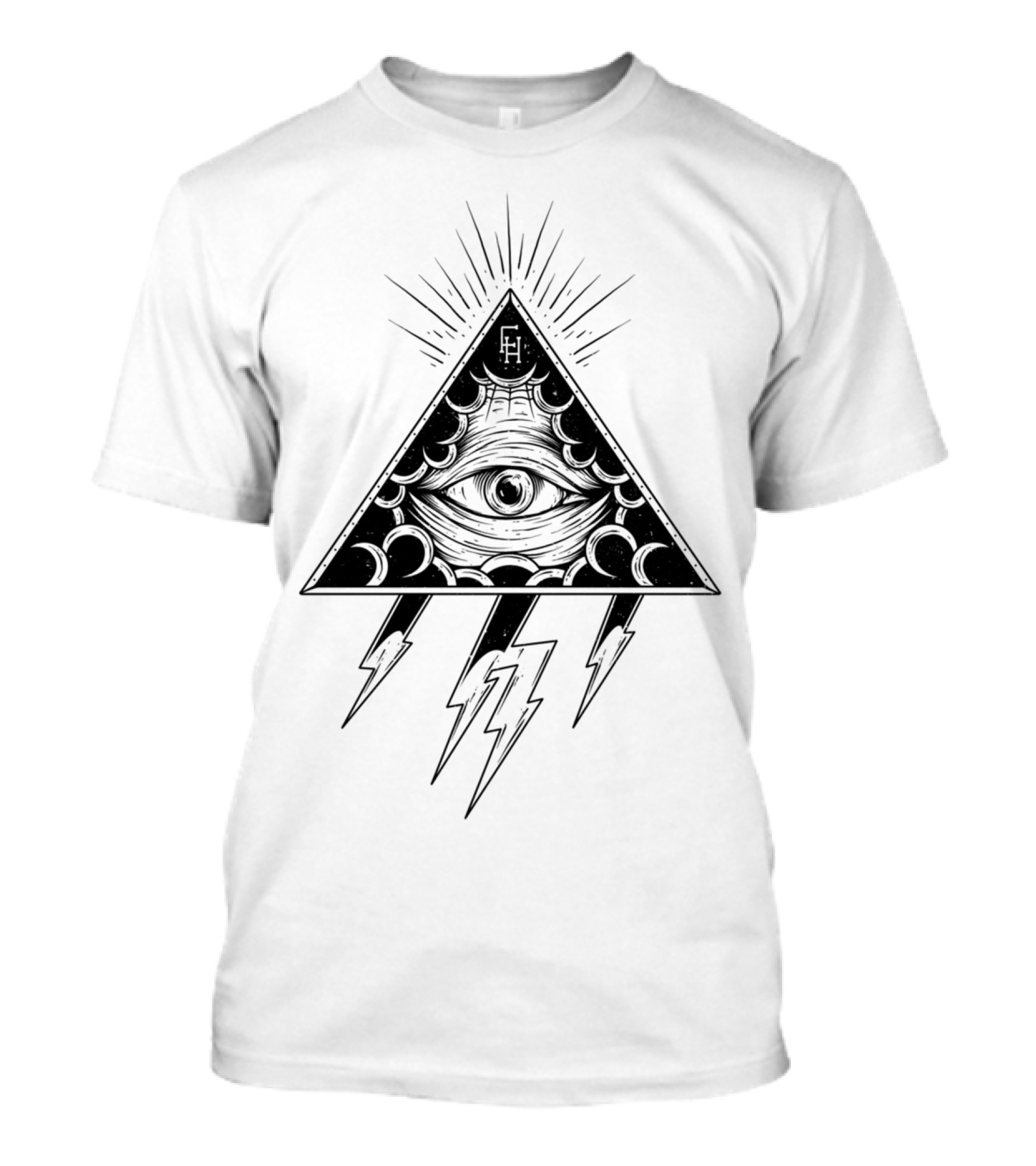 Eye Of The Dark Cloud Illuminati Triangle With Lightning Bolts T-Shirt