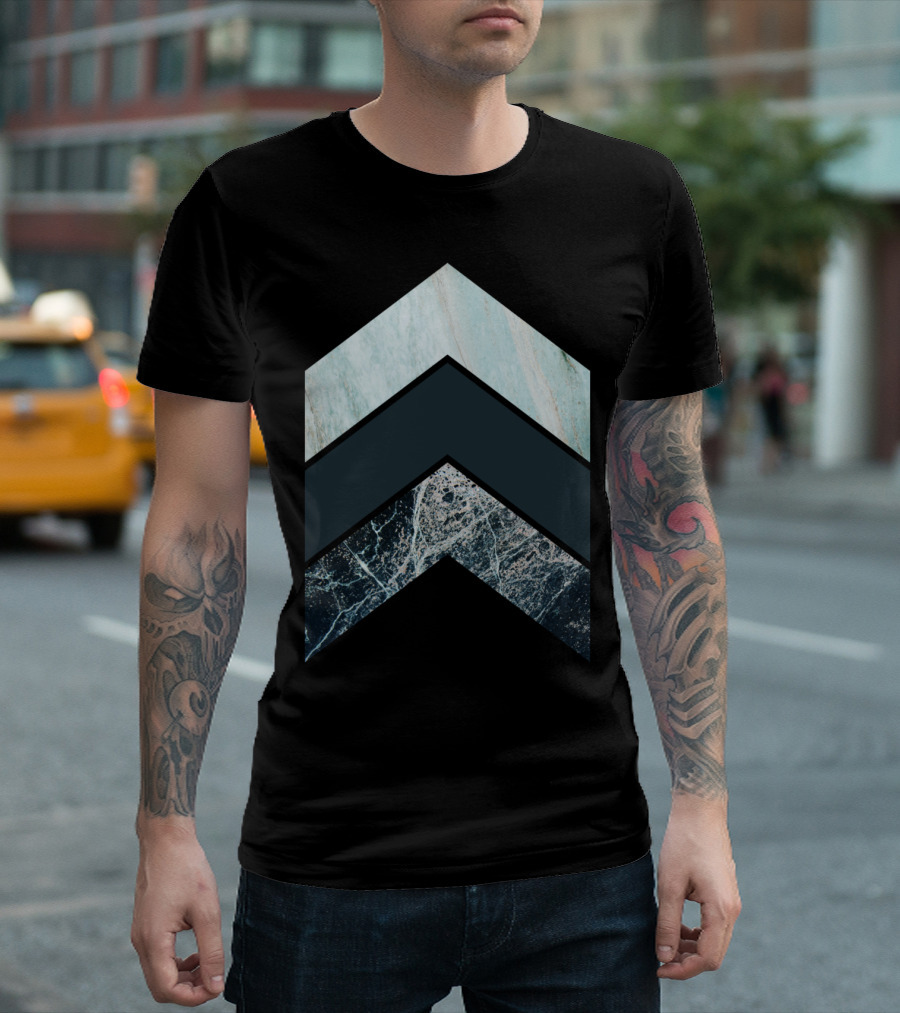 Marbled Chevrons Aquatic Stone Layers T-Shirt