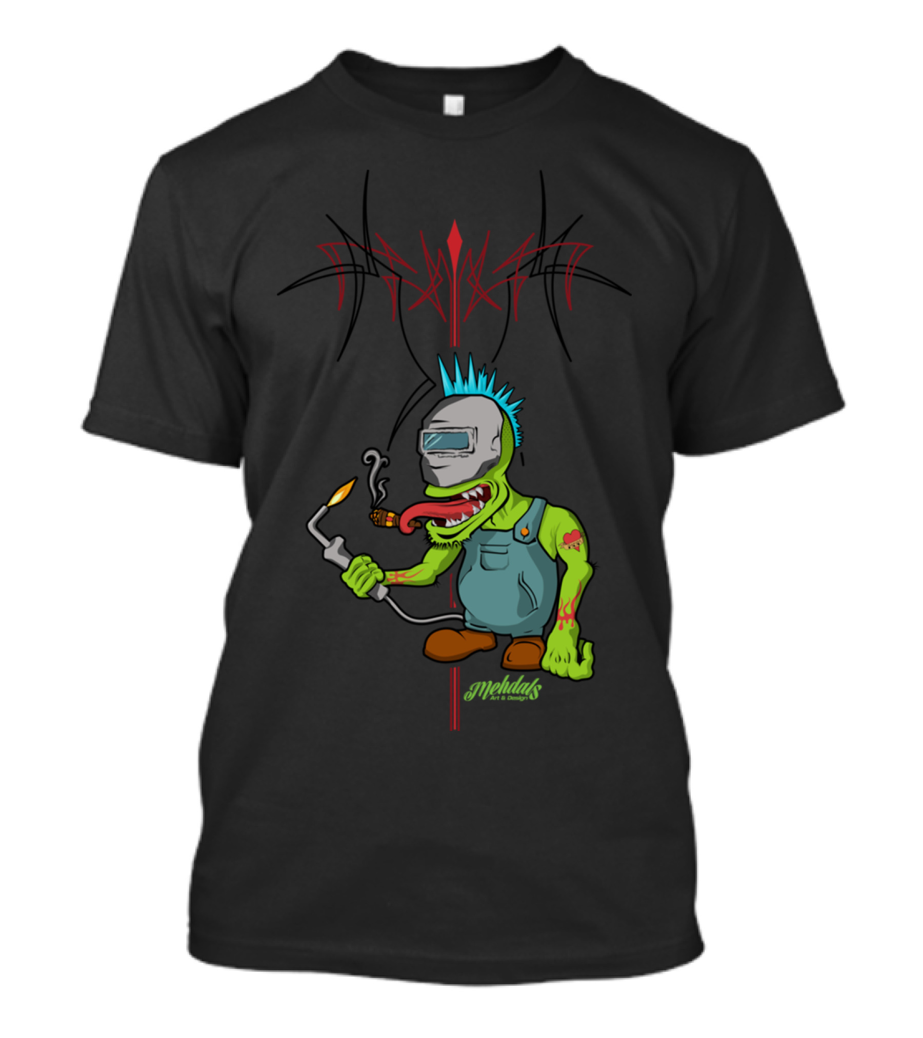 Got A Light Des Mehdi's Alien Welder With Cigarette And Mohawk T-Shirt