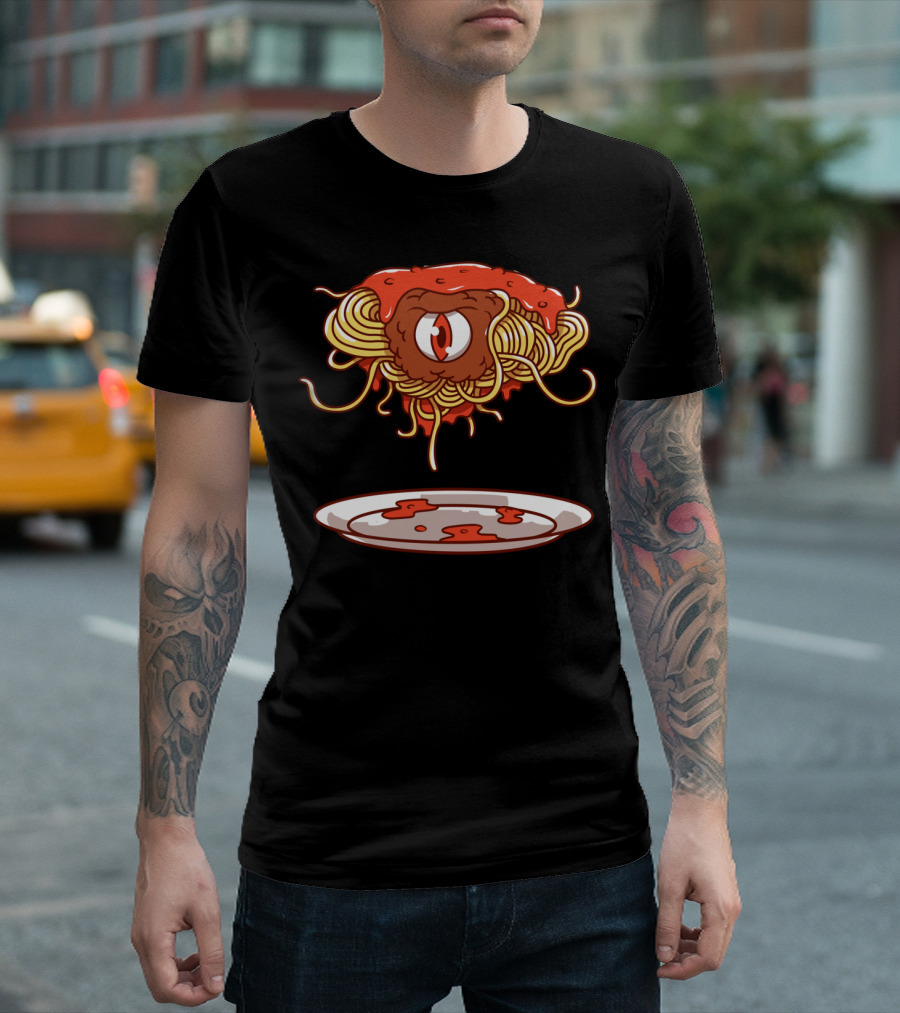 Flying Spaghetti Monster Eyeball Pasta Plate T-Shirt