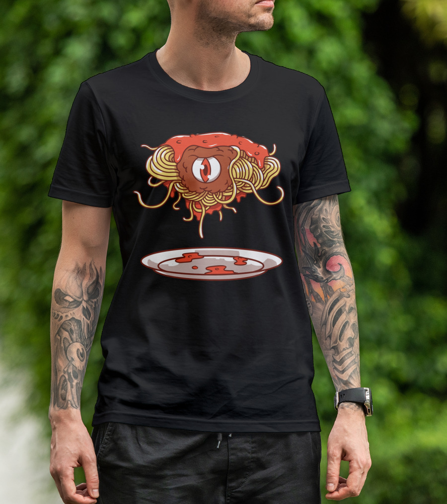 Flying Spaghetti Monster Eyeball Pasta Plate T-Shirt