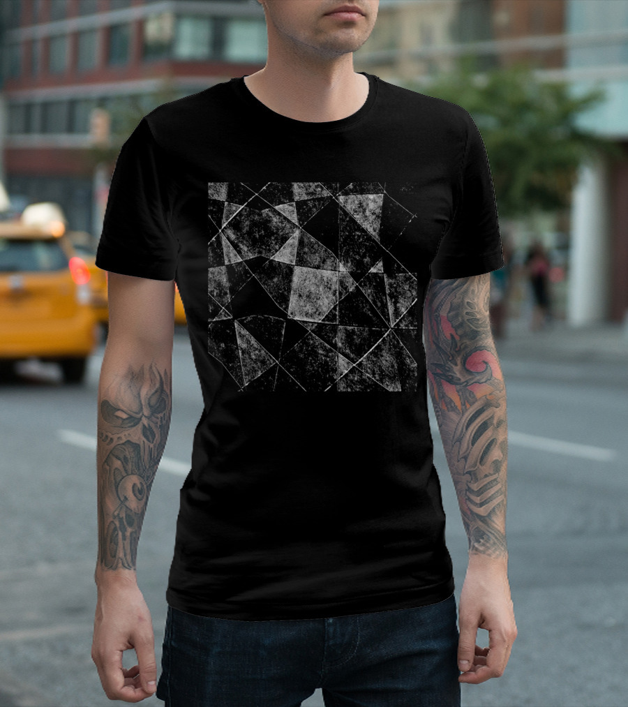Dark Geometric Grunge Abstract Texture T-Shirt