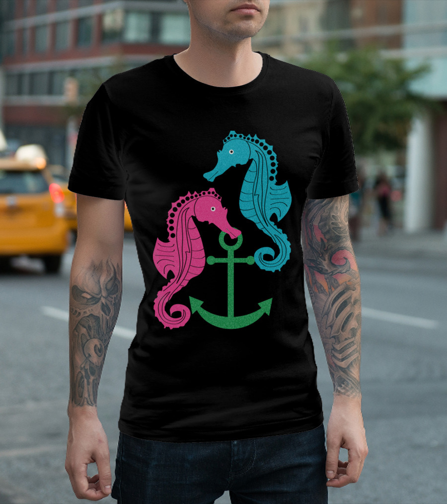 Sparkle Seahorses Anchored Nautical Duo T-Shirt