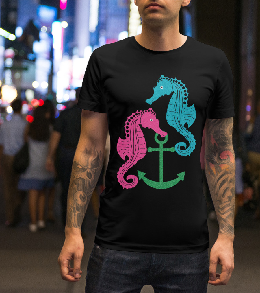 Sparkle Seahorses Anchored Nautical Duo T-Shirt
