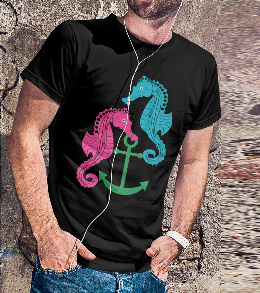 Sparkle Seahorses Anchored Nautical Duo T-Shirt