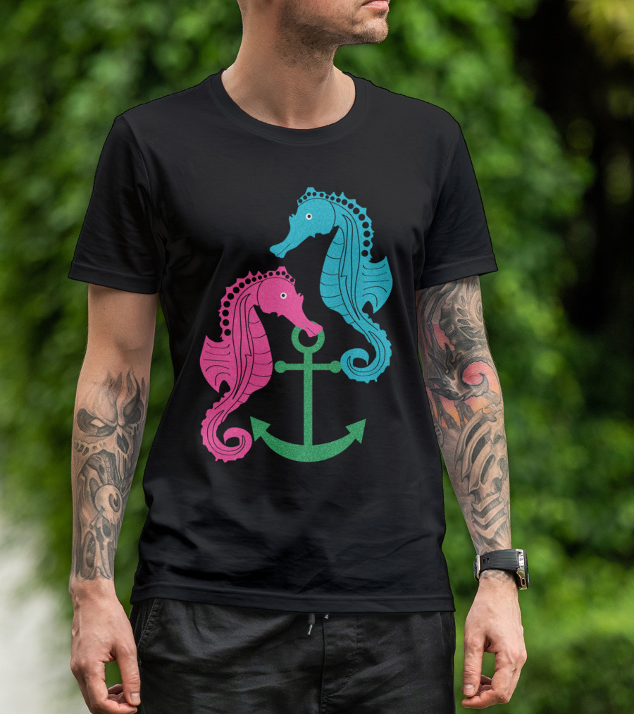Sparkle Seahorses Anchored Nautical Duo T-Shirt