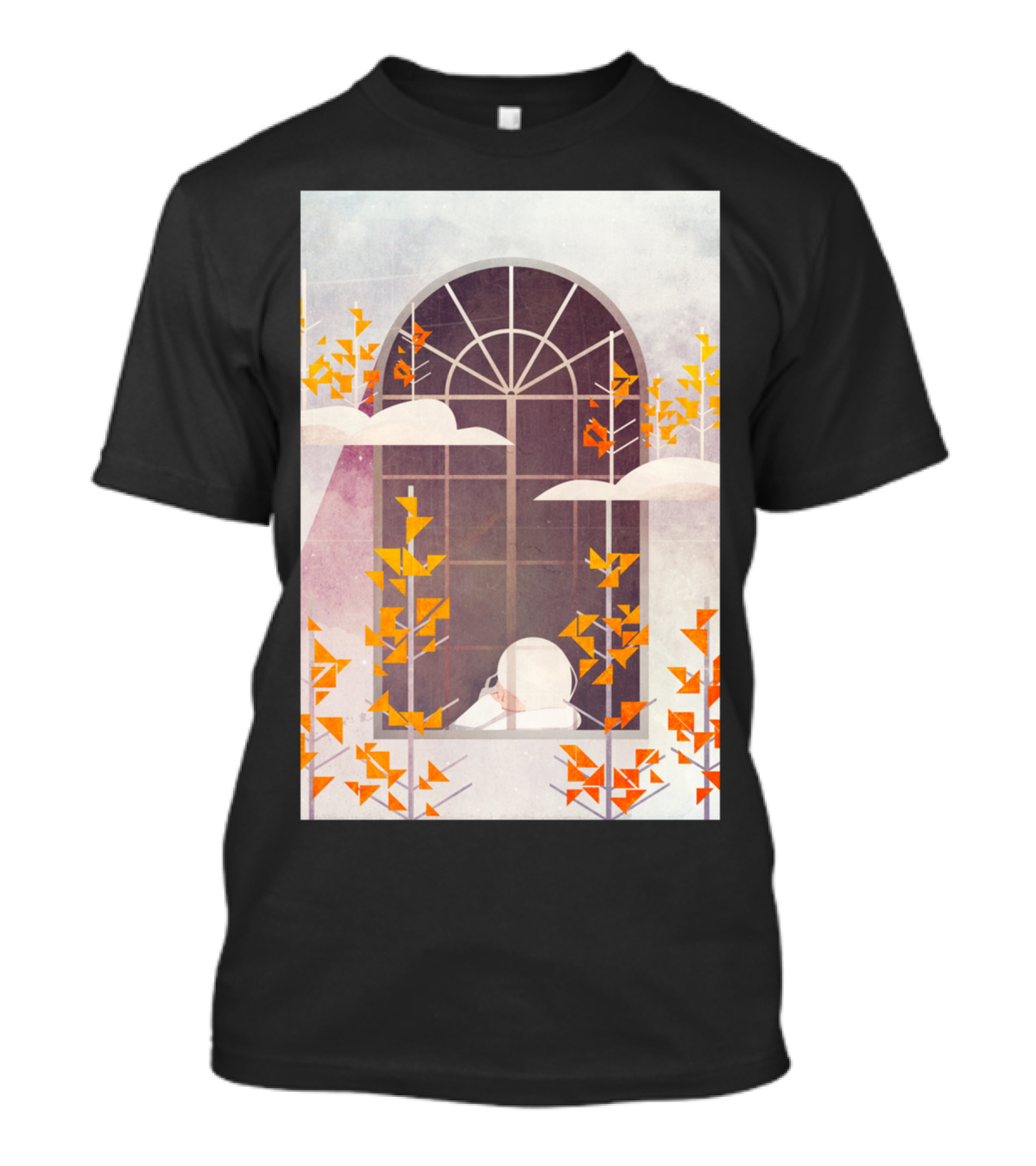 Outside The Window Autumn Leaves And Clouds T-Shirt