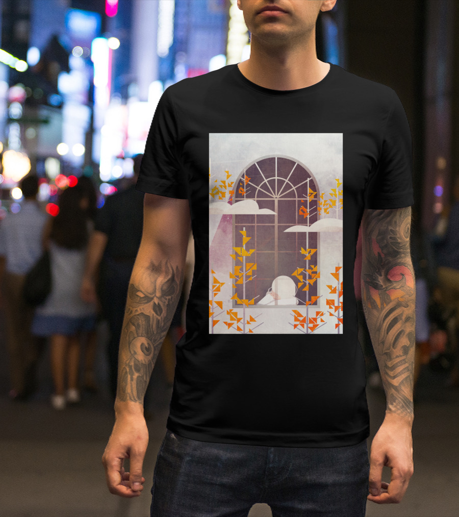 Outside The Window Autumn Leaves And Clouds T-Shirt