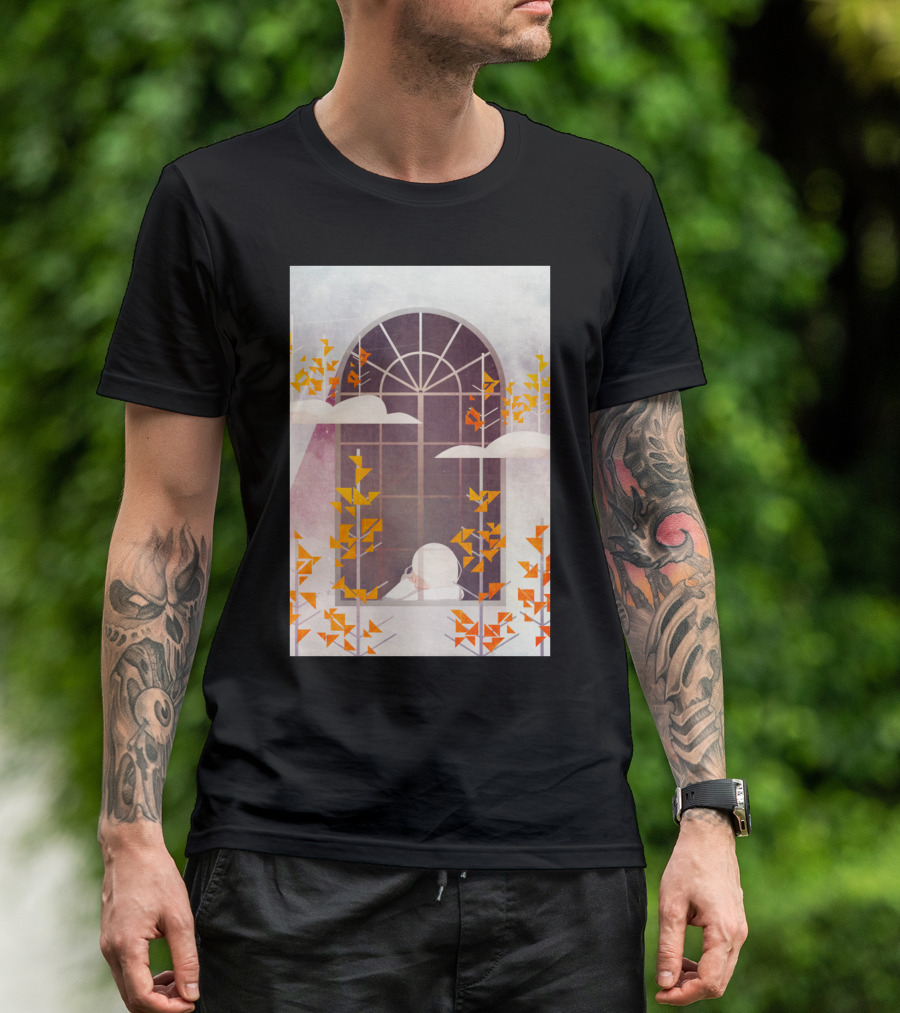 Outside The Window Autumn Leaves And Clouds T-Shirt