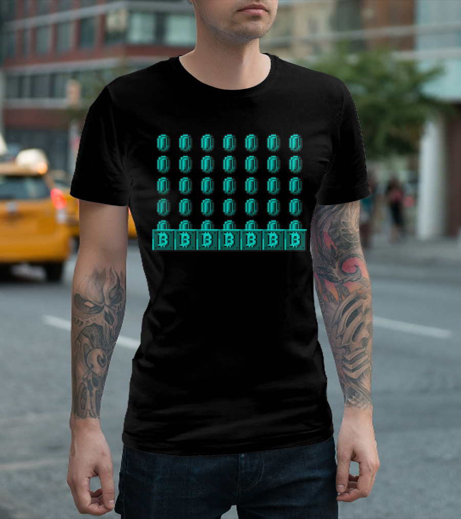 Whips And Blockchains Pixel Bitcoin Coins T-Shirt