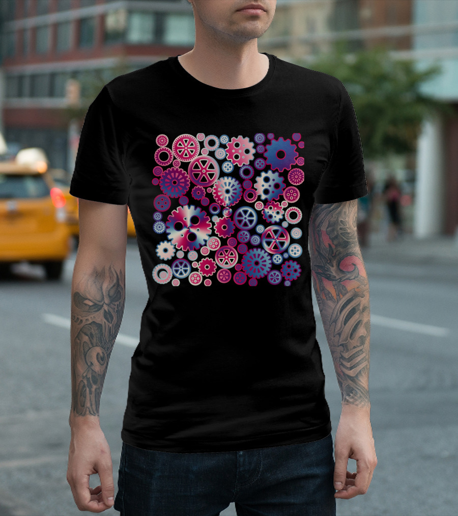 Colorful Metallic Gears in Vibrant Mechanical Hues T-Shirt