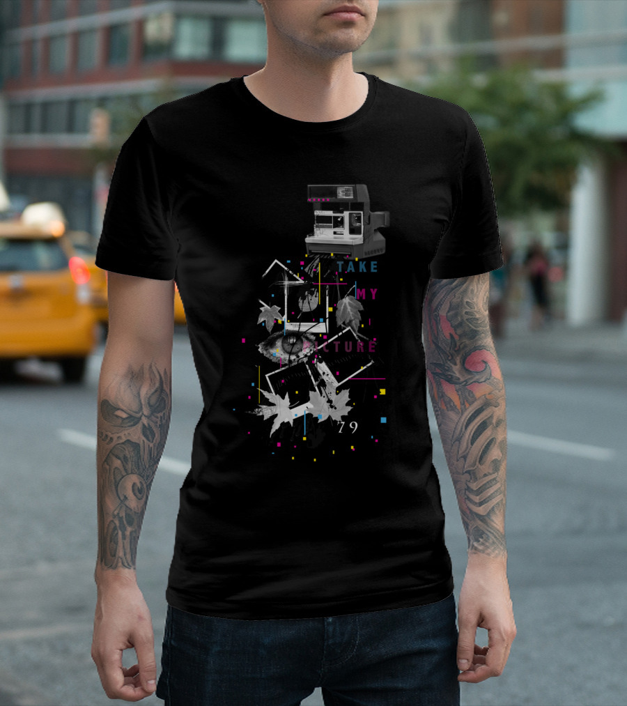 Camera Obscured Take My Picture 79 Polaroid Collage T-Shirt
