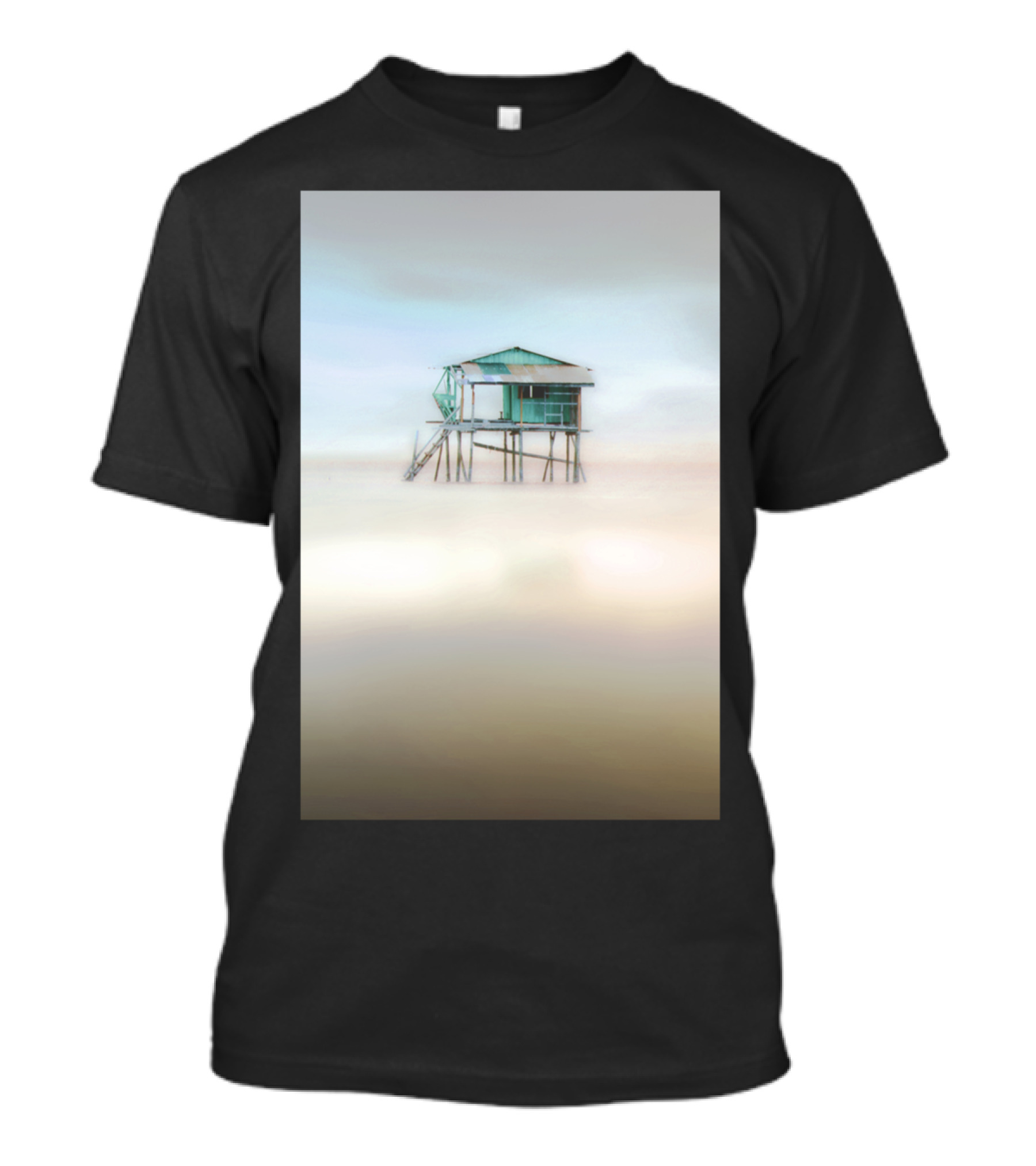 In Perfect Isolation Bl Misty Coastal House On Stilts T-Shirt