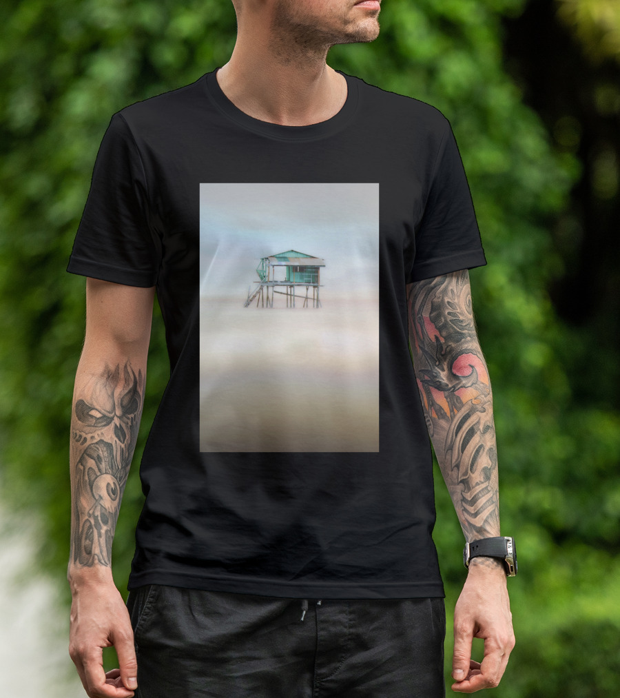 In Perfect Isolation Bl Misty Coastal House On Stilts T-Shirt