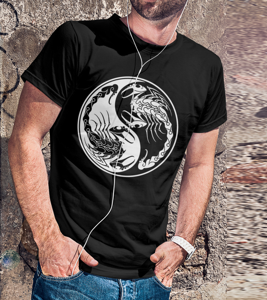 White Black Scorpions Yin Yang T-Shirt