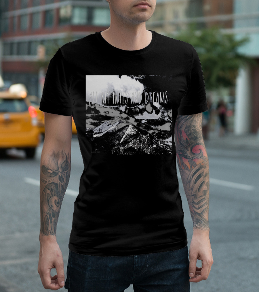 All My Hopes and Dreams Mountain Landscape in Black and White by Nicole la Fleur T-Shirt
