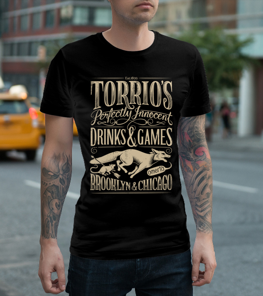 Torrio's Perfectly Innocent Drinks and Games Brooklyn and Chicago Est. 1899 Omertà T-Shirt