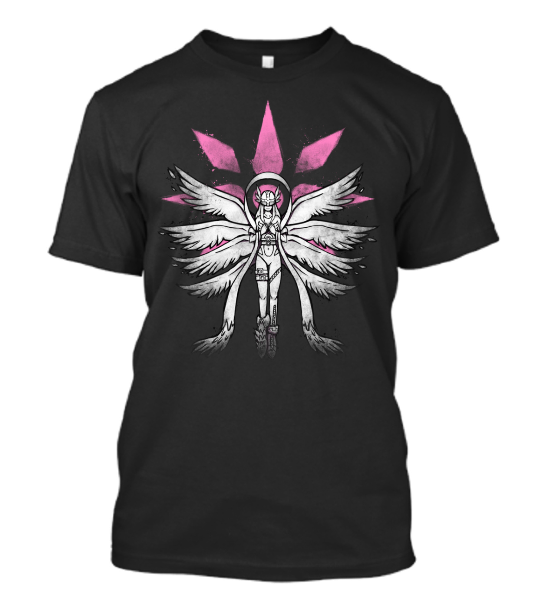 Graffiti Angel Of Light With Pink And White Wings Halo T-Shirt