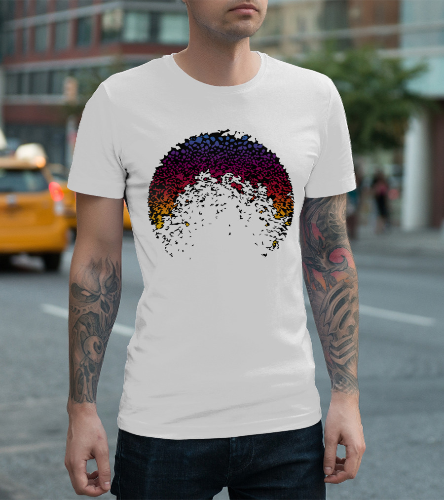 Colorful Scattered Half Moon Rising Geometric Sunset T-Shirt