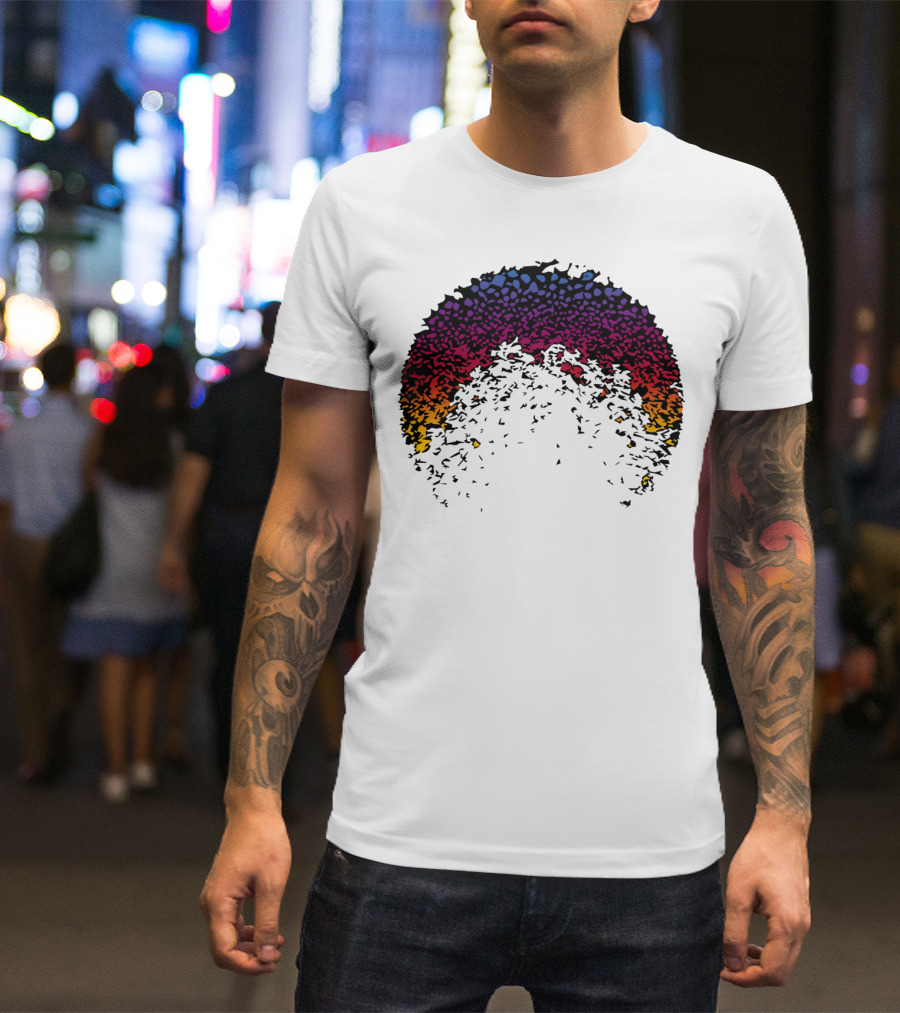Colorful Scattered Half Moon Rising Geometric Sunset T-Shirt