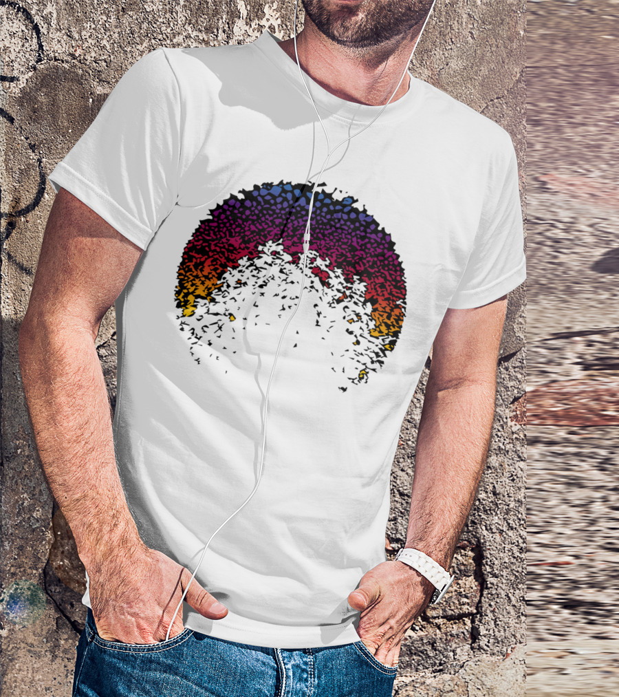 Colorful Scattered Half Moon Rising Geometric Sunset T-Shirt