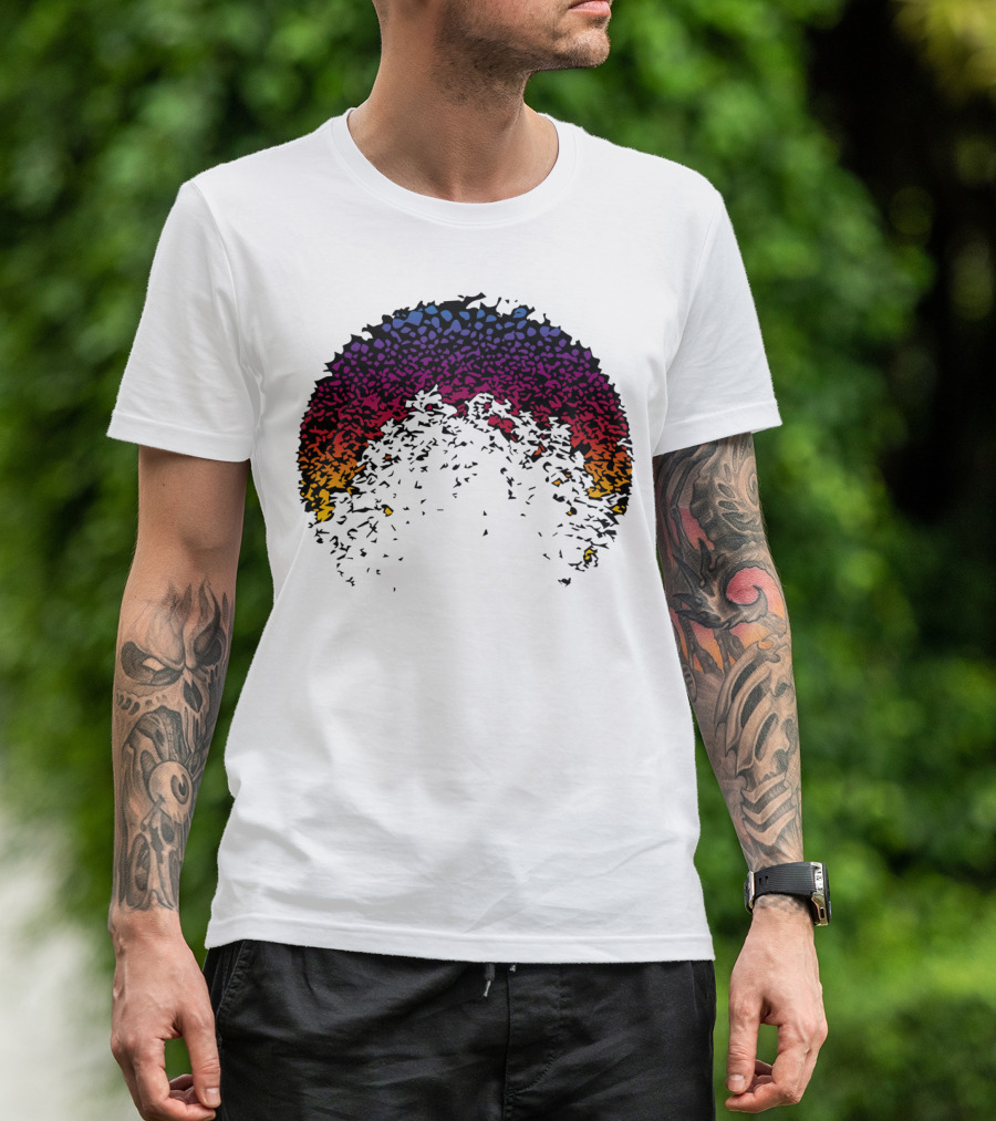Colorful Scattered Half Moon Rising Geometric Sunset T-Shirt