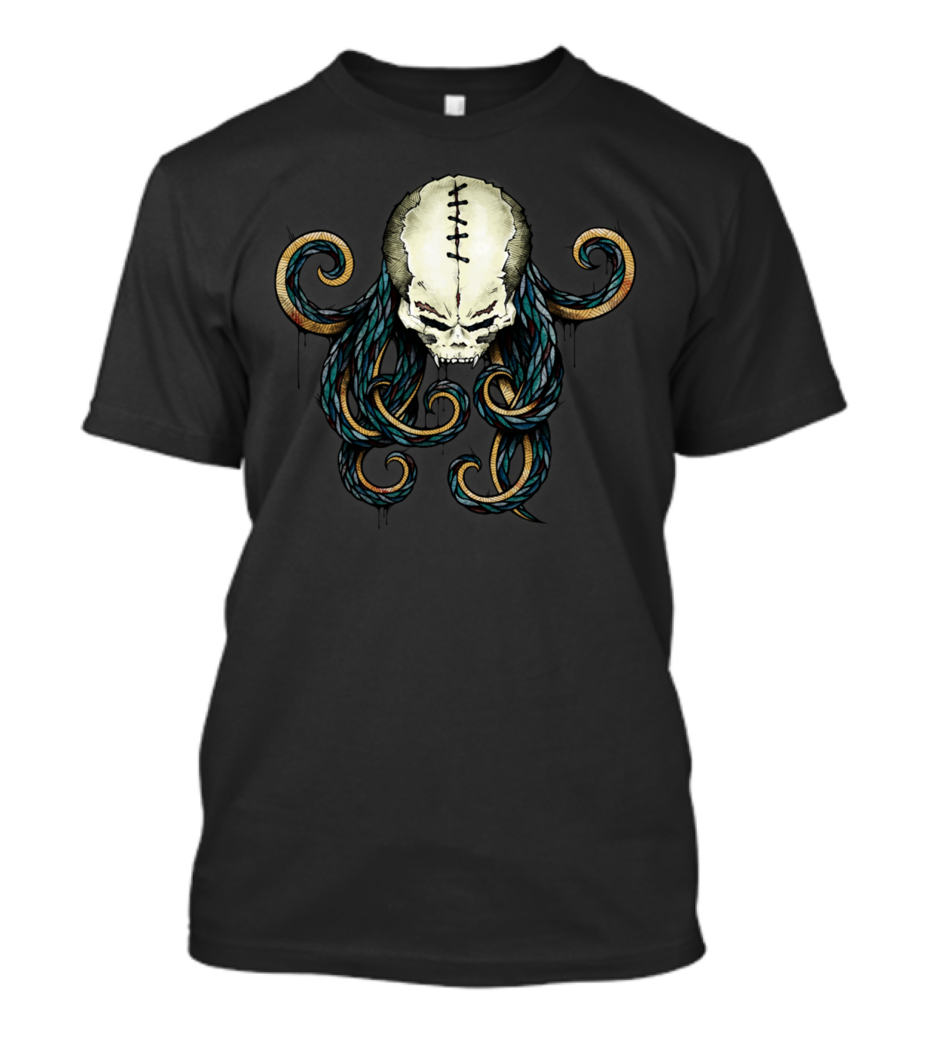 Dark Octopus Skull With Tentacles T-Shirt