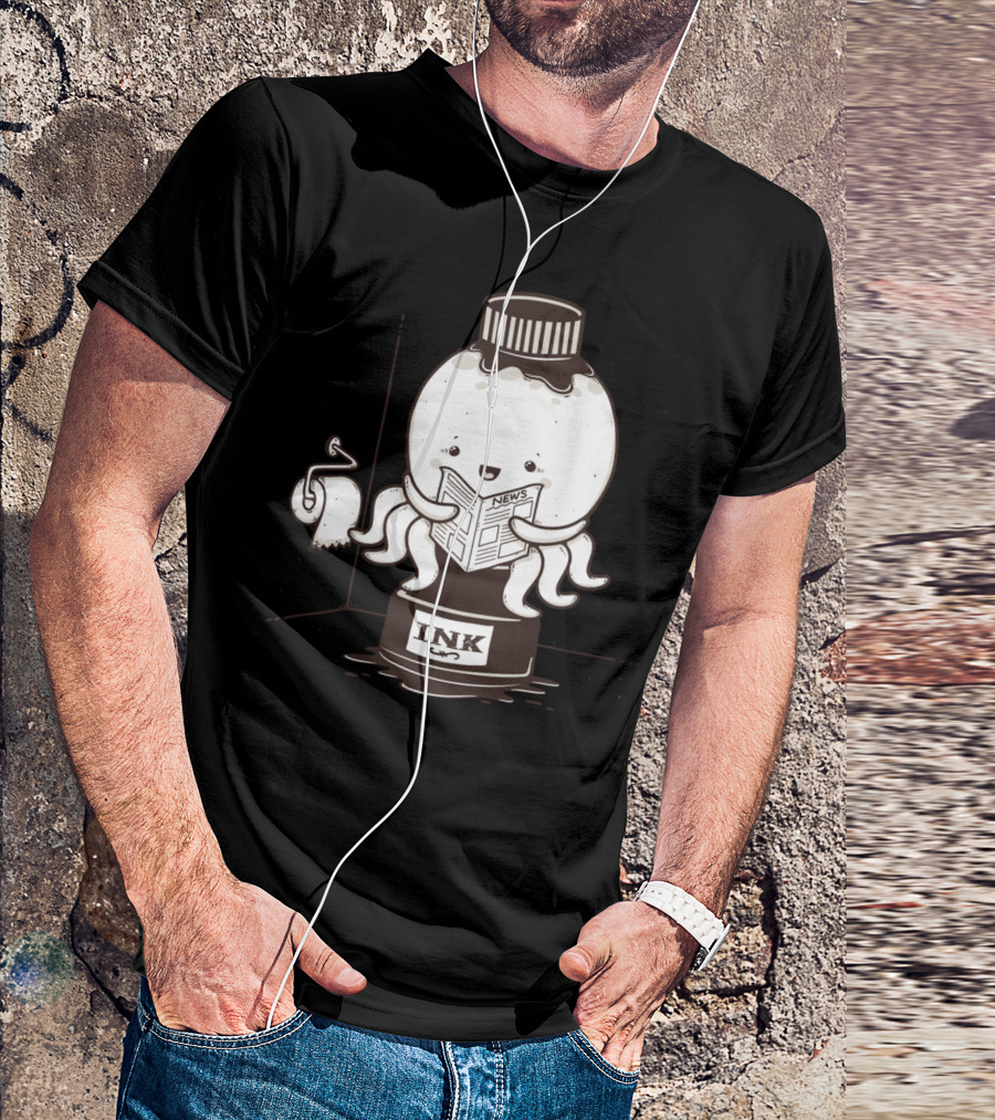 Ink Refill Octopus Reading News T-Shirt