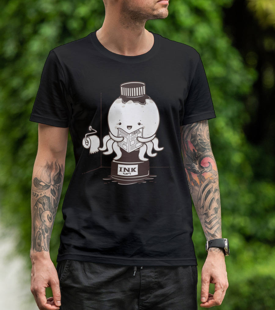 Ink Refill Octopus Reading News T-Shirt