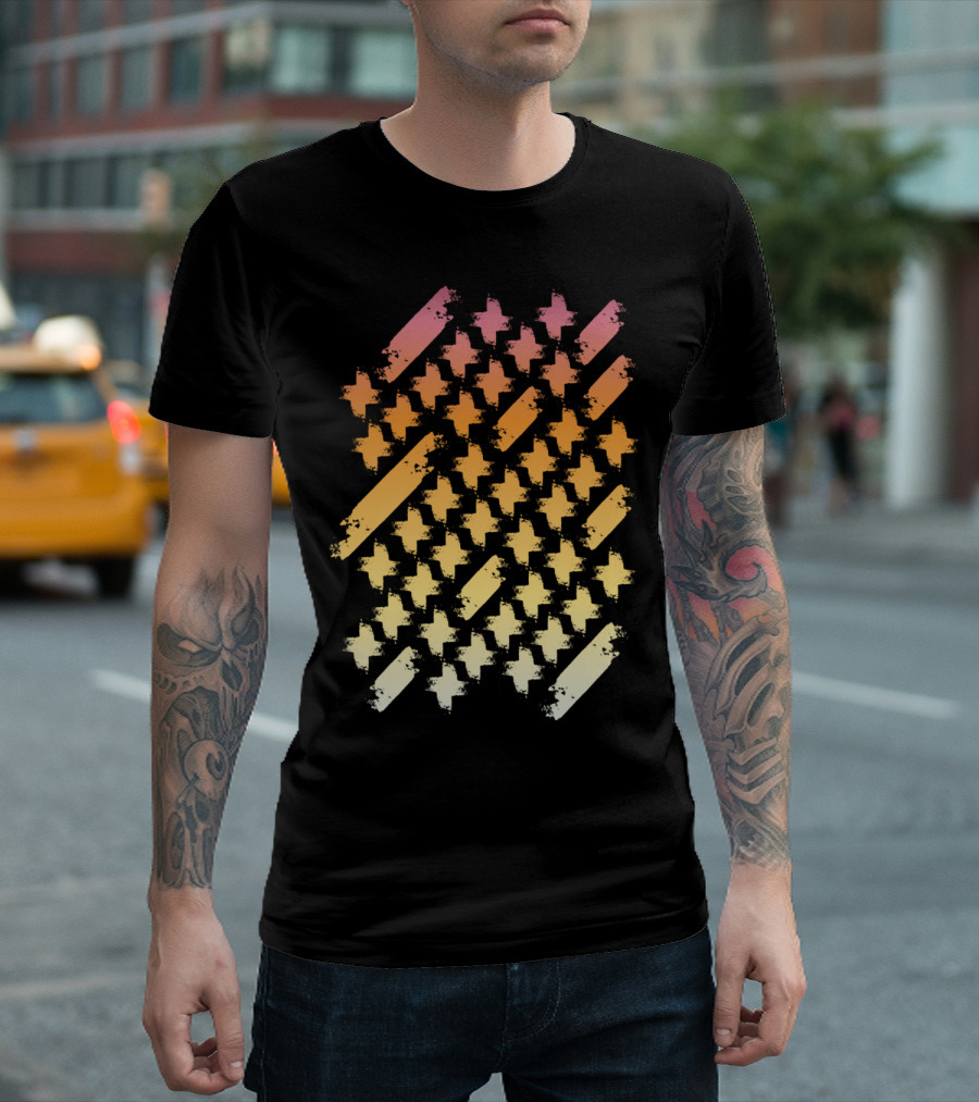 Colorful Sunset Crosses Pattern Gradient T-Shirt