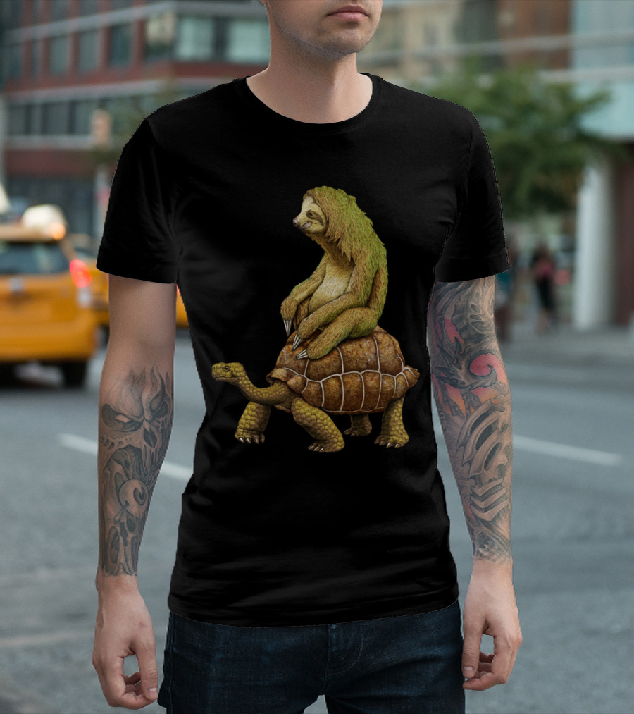 Speed Is Relative Sloth Riding Turtle T-Shirt