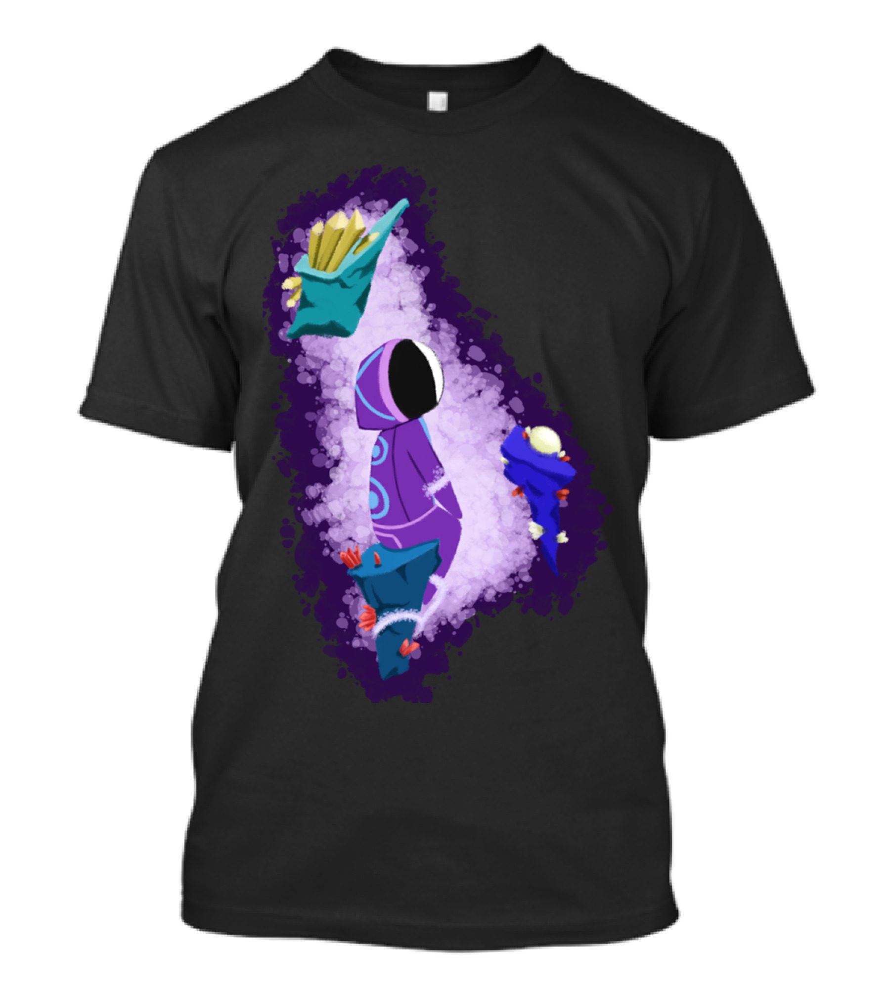 In Space Alone Abstract Hooded Figure With Celestial Accents T-Shirt