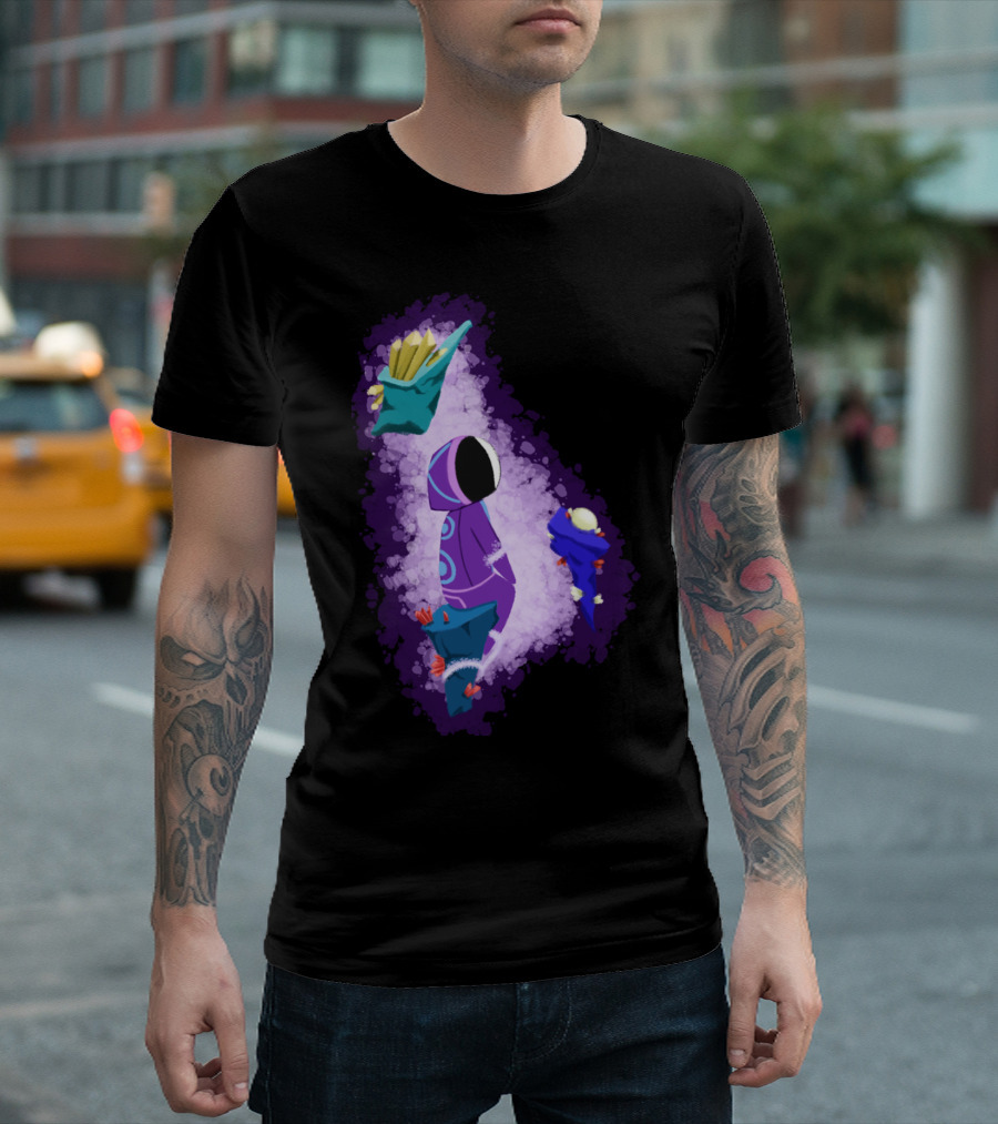 In Space Alone Abstract Hooded Figure With Celestial Accents T-Shirt