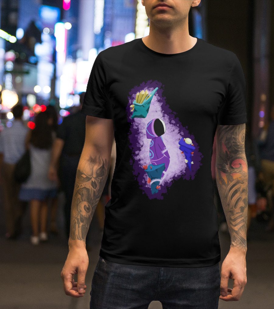 In Space Alone Abstract Hooded Figure With Celestial Accents T-Shirt