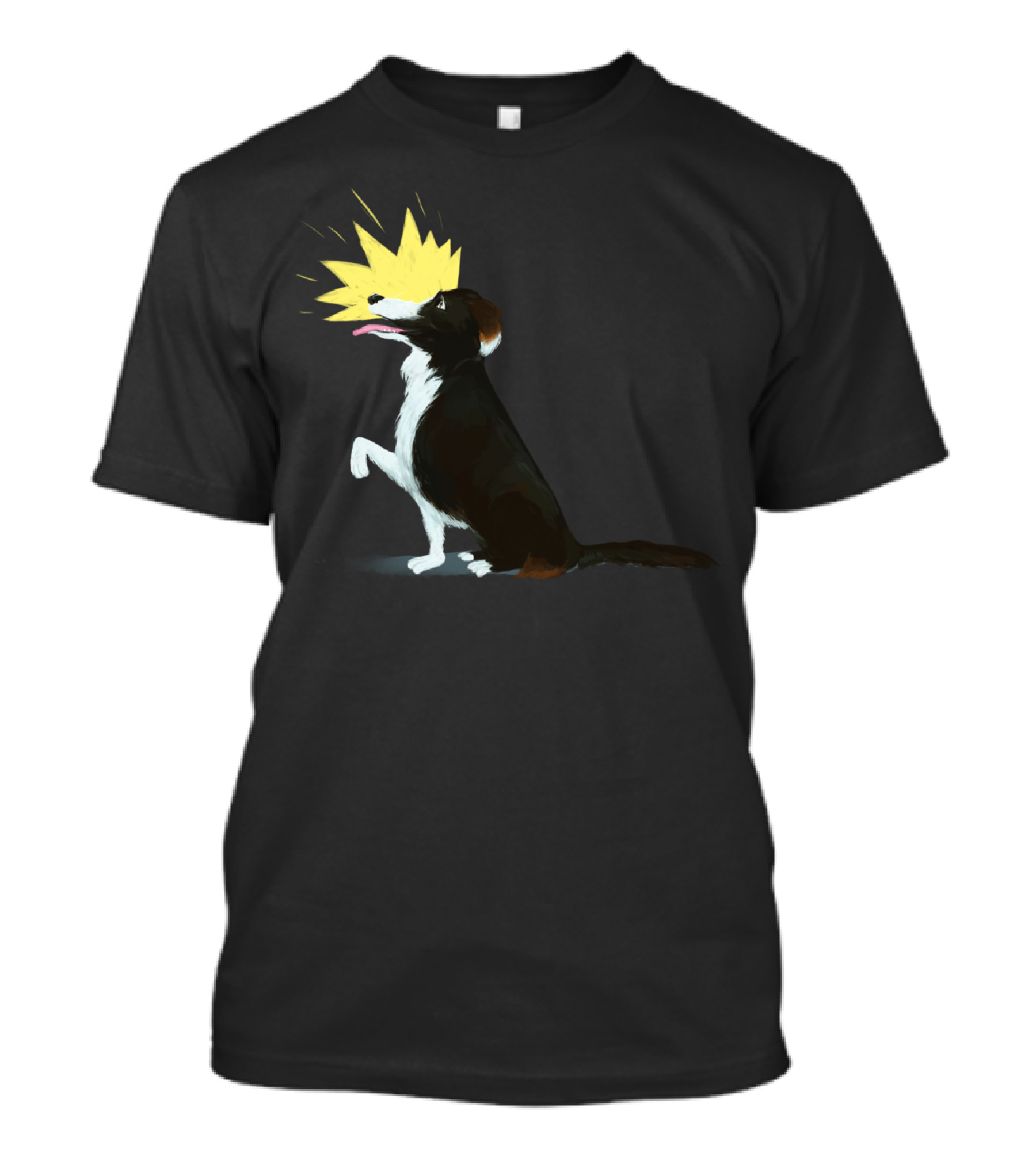 Fun Border Collie Dog With Yellow Burst T-Shirt