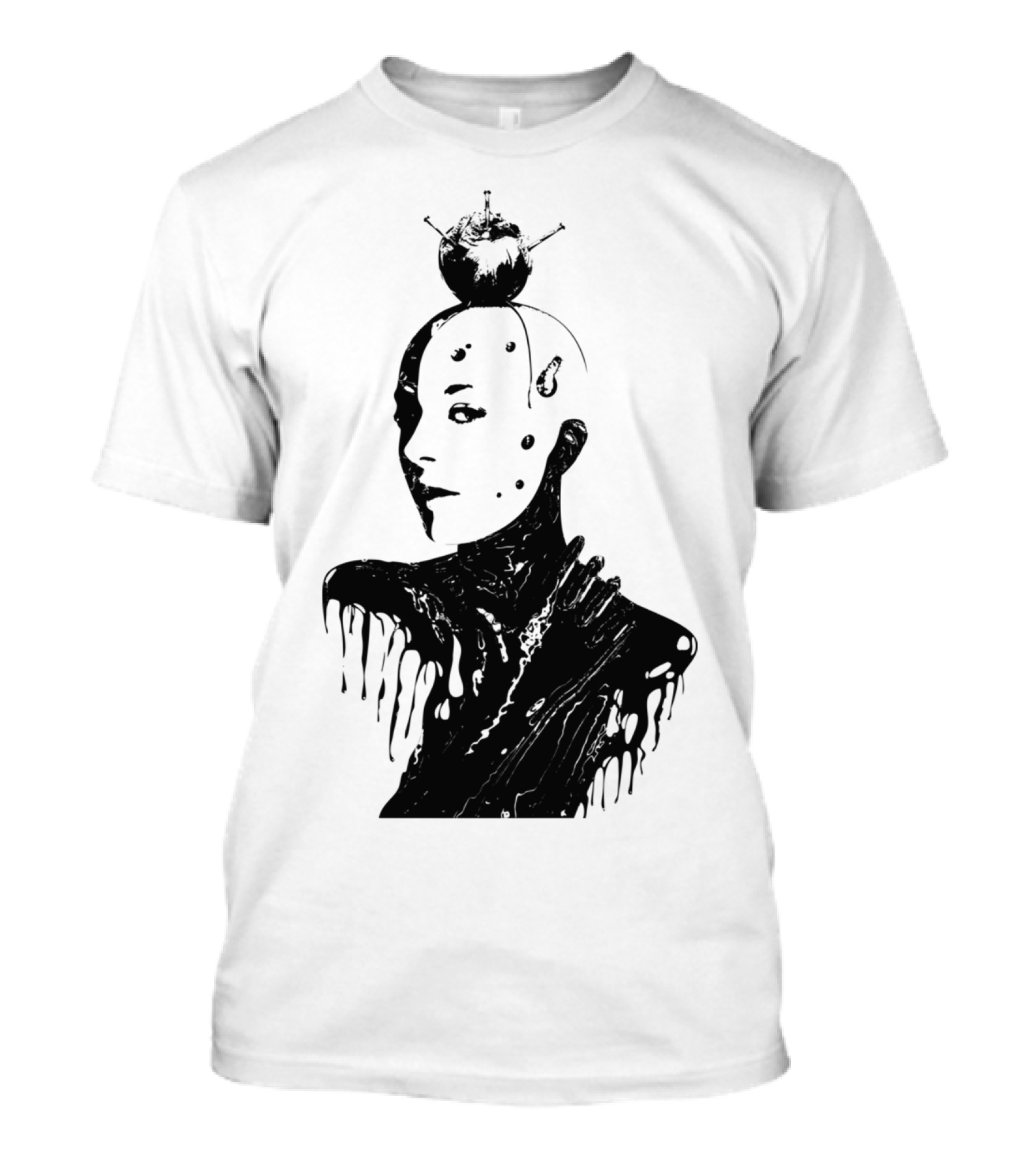 Pain Inside Dripping Portrait With Apple And Needles T-Shirt