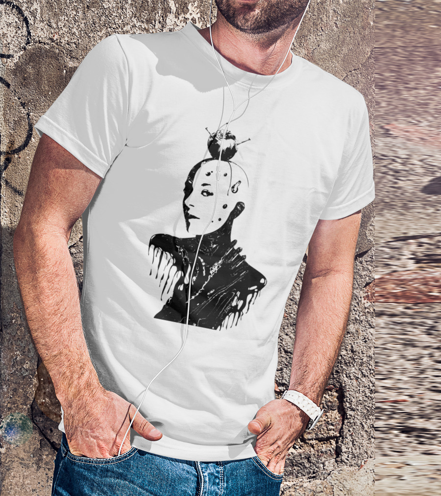 Pain Inside Dripping Portrait With Apple And Needles T-Shirt