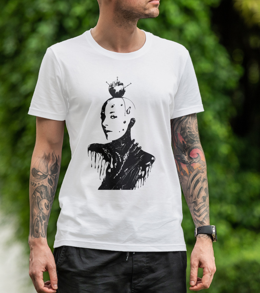 Pain Inside Dripping Portrait With Apple And Needles T-Shirt