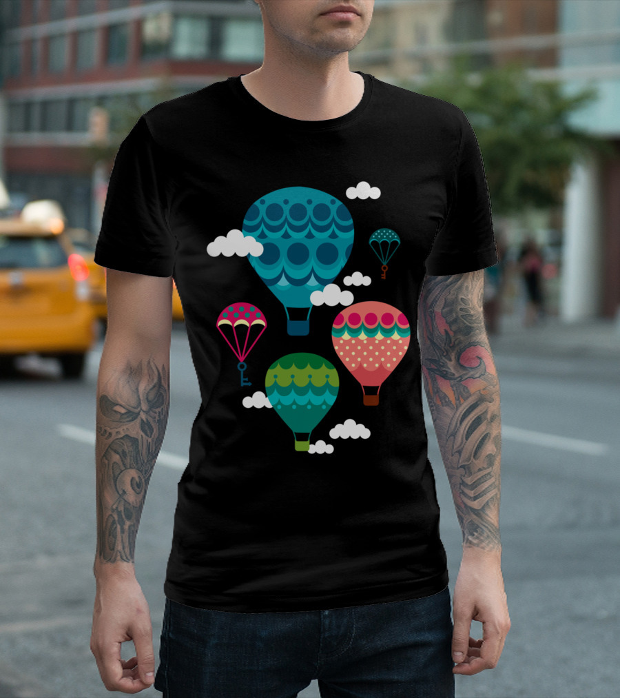 Colors In The Sky Hot Air Balloons with Clouds T-Shirt
