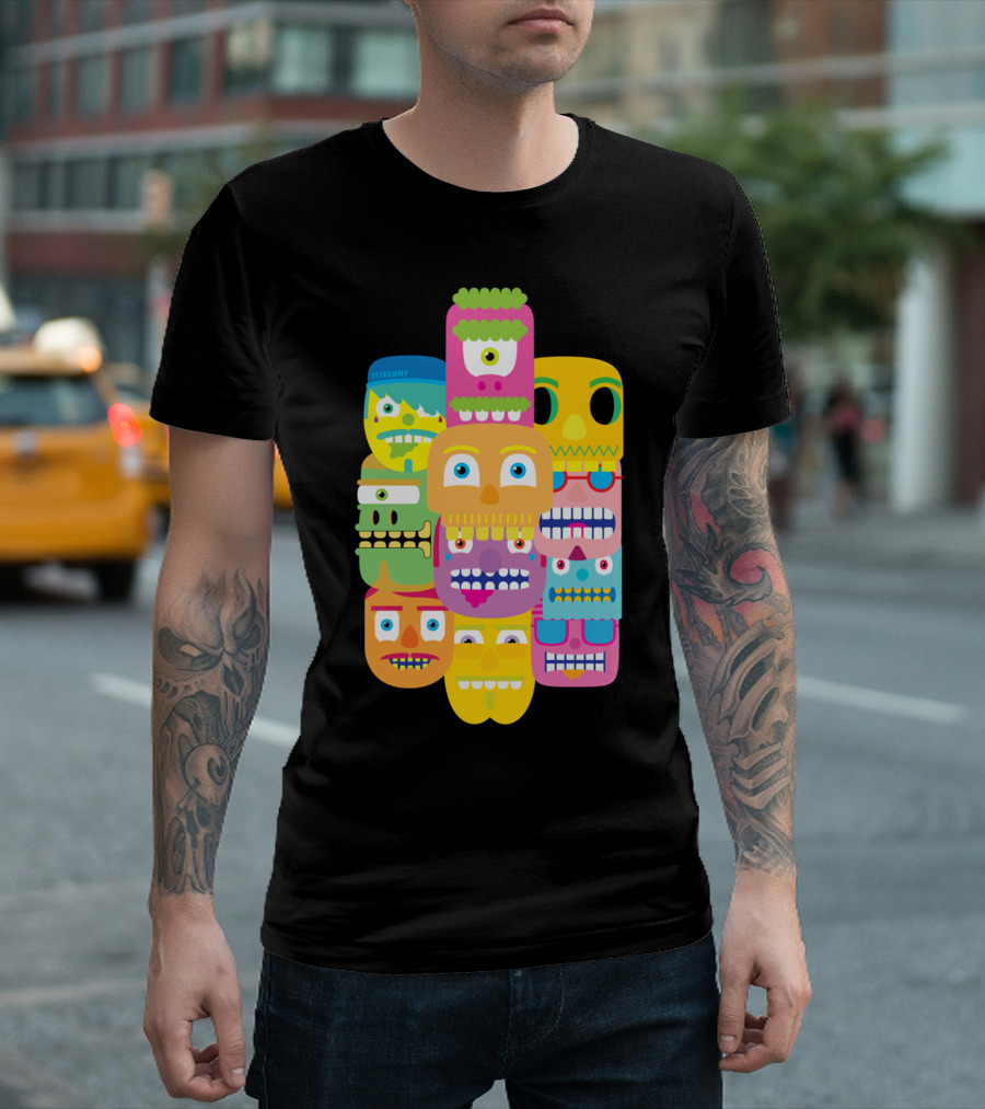 Colourful Faces Stack By Stikeny T-Shirt