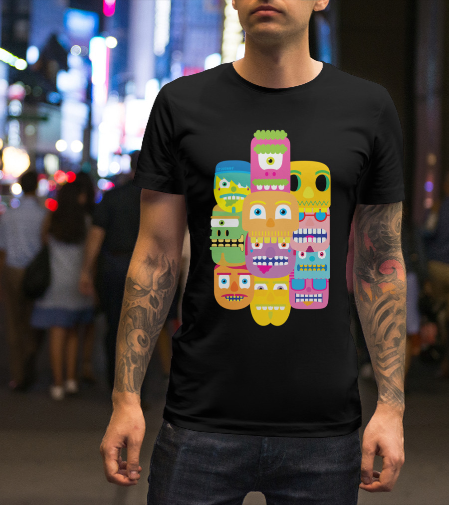 Colourful Faces Stack By Stikeny T-Shirt