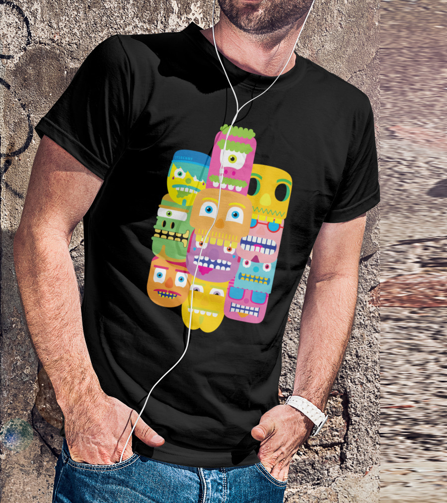 Colourful Faces Stack By Stikeny T-Shirt