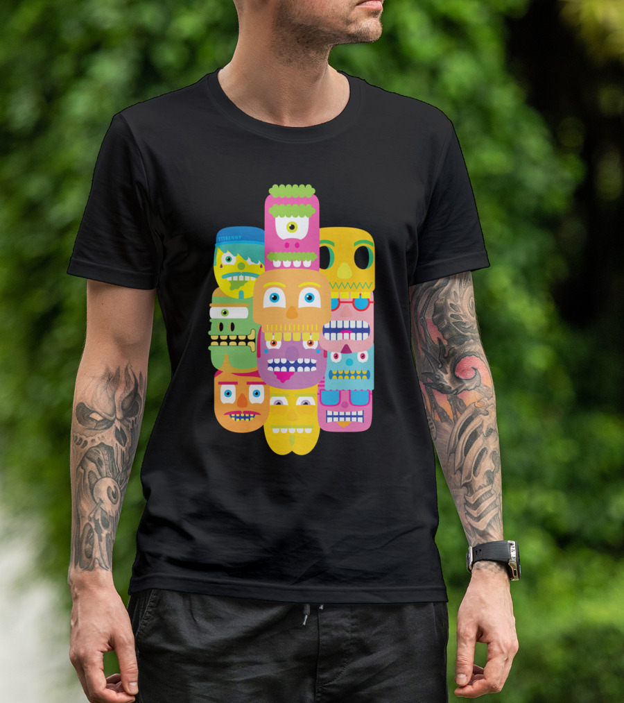 Colourful Faces Stack By Stikeny T-Shirt