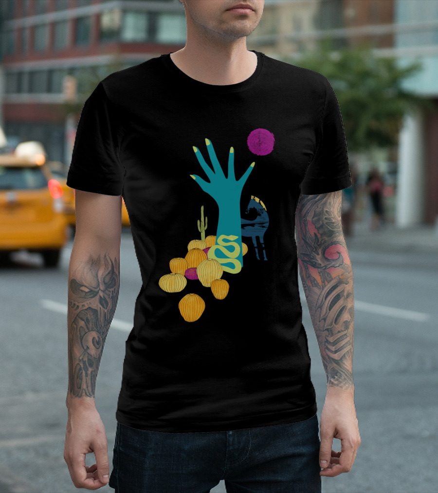 In The Desert Hand Cactus Moon Cacti T-Shirt