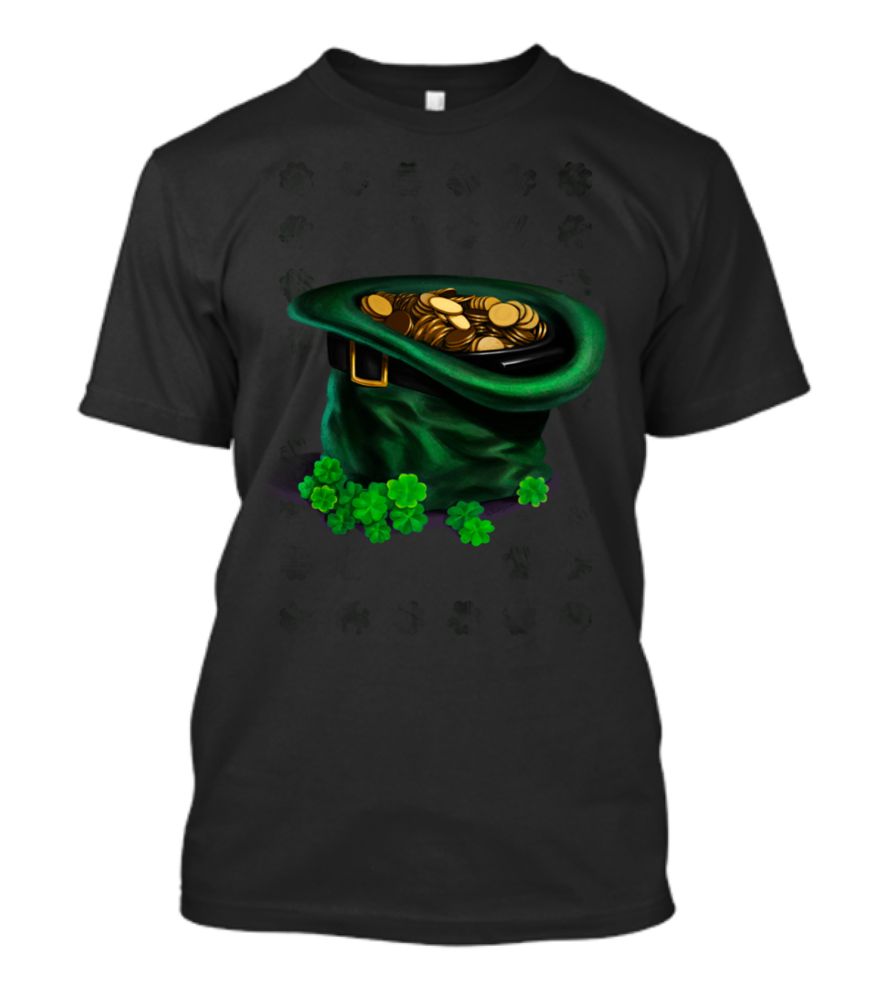 In The End Of The Rainbow Gold Coins In Green Hat With Shamrocks T-Shirt