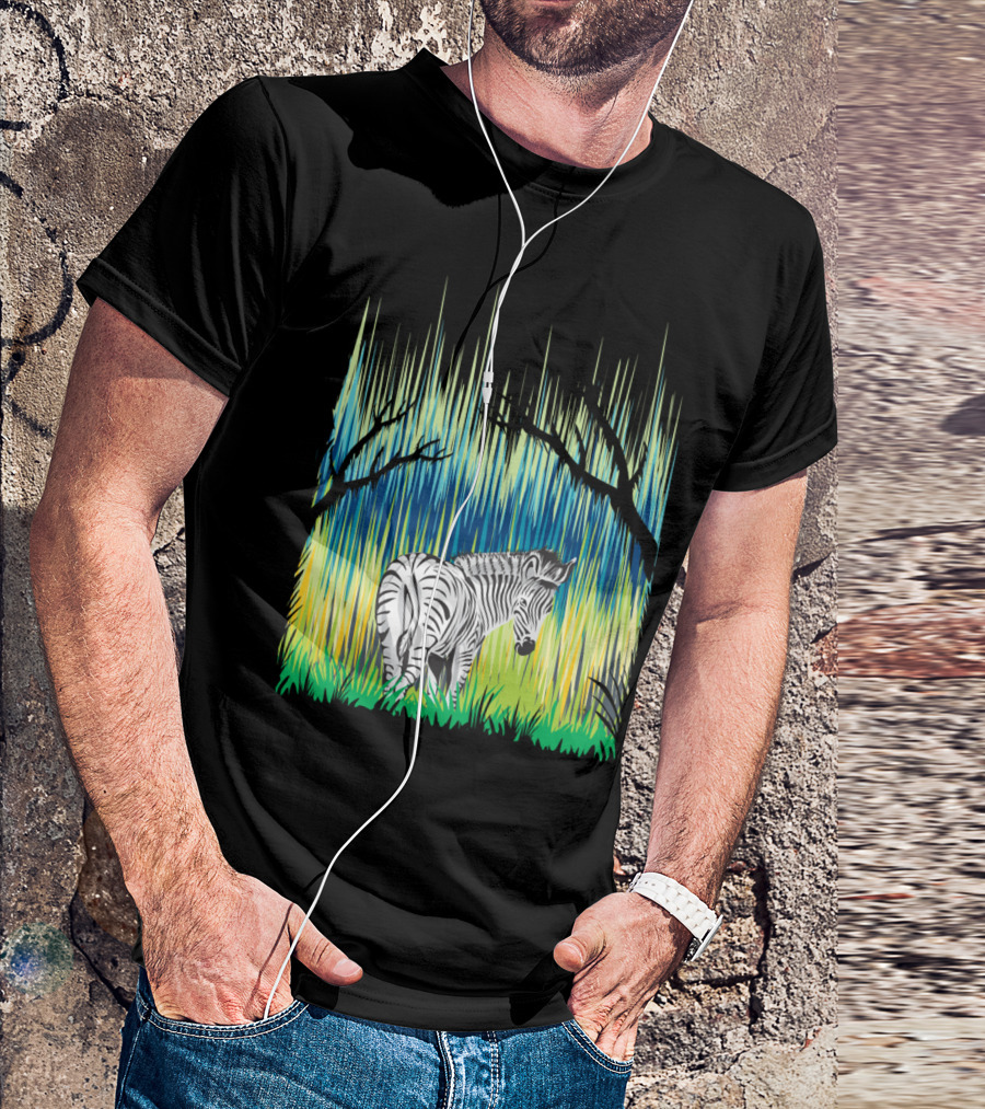 IN THE FOREST Zebra Amongst Vibrant Stripes And Trees T-Shirt