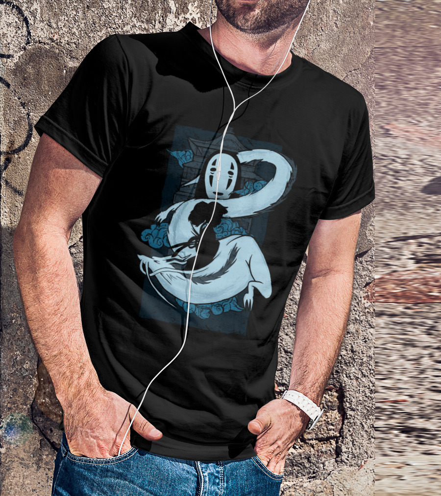Spirit Child No-Face Spirited Away Haku Dragon T-Shirt